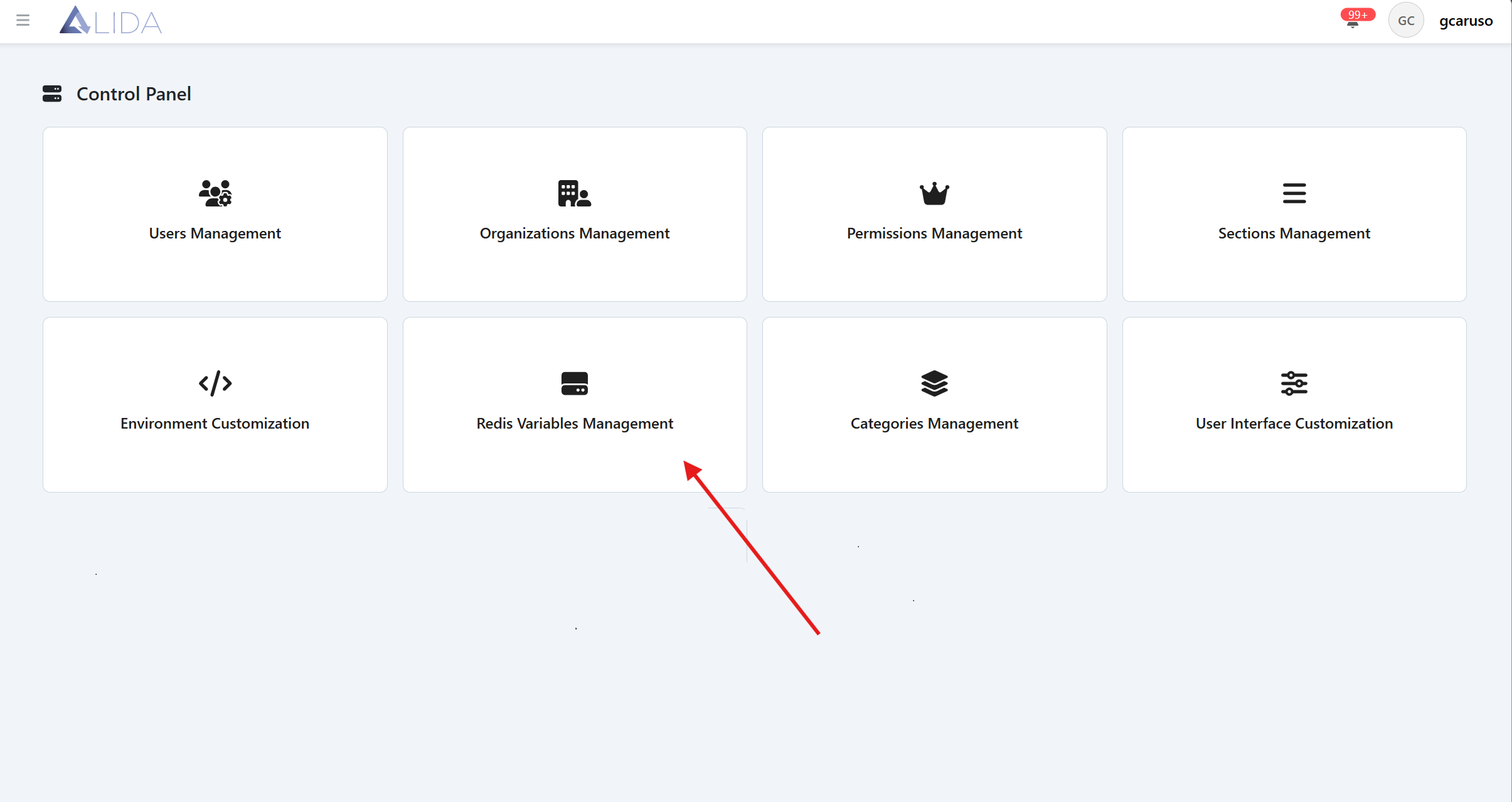 control-panel-page-with-redis-highlighted